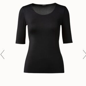 A-K-R-I-S Black Silk sweater Asymmetrical Neck Top Size 12